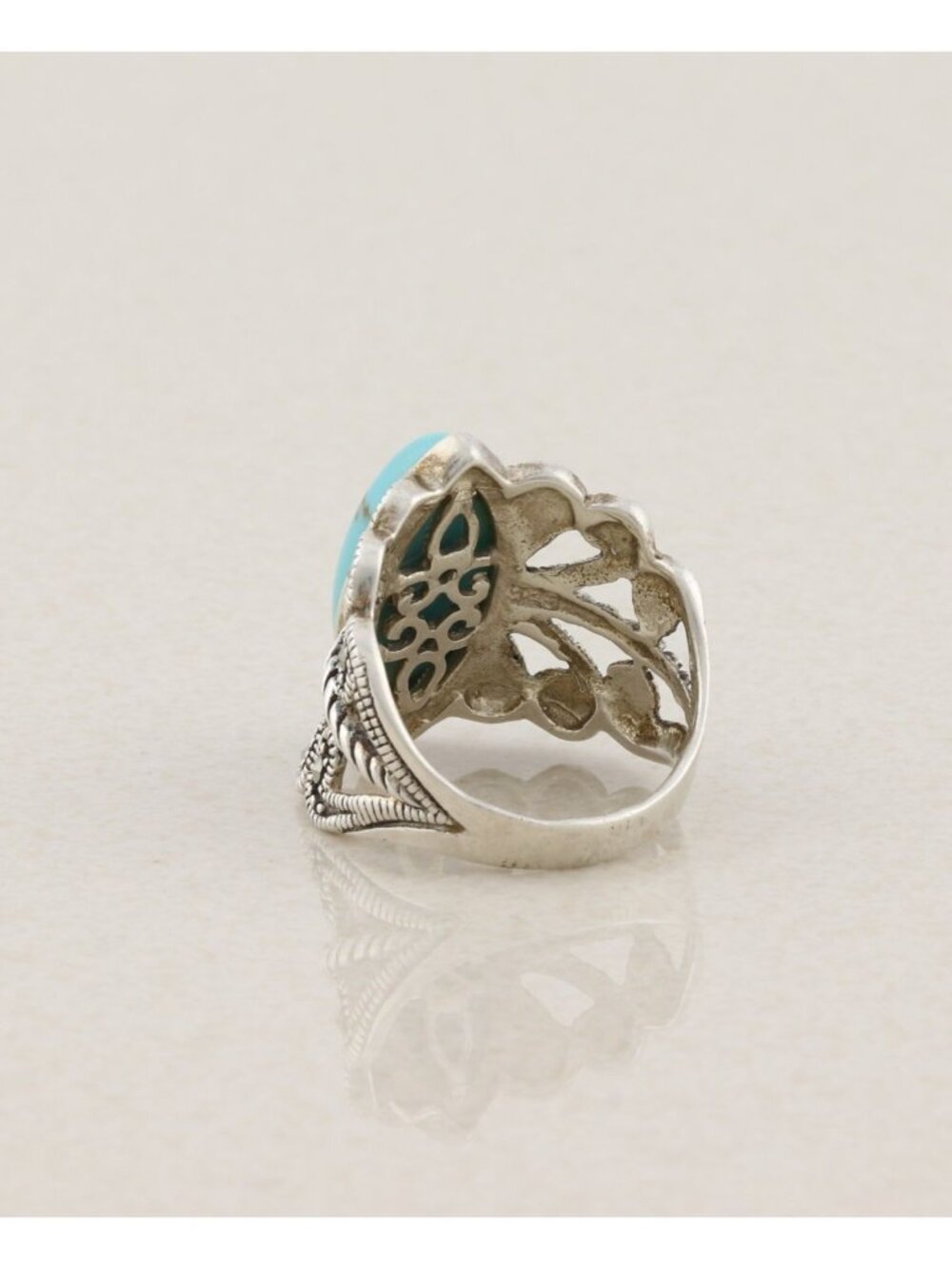 Sterling Silver Turquoise & Marcasite Ring Size 7 1/4 - Picture 7 of 7